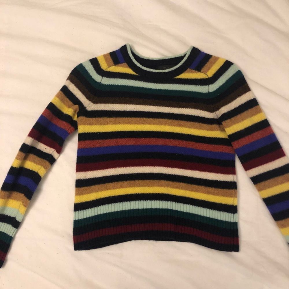 j crew wool striped rainbow sweater